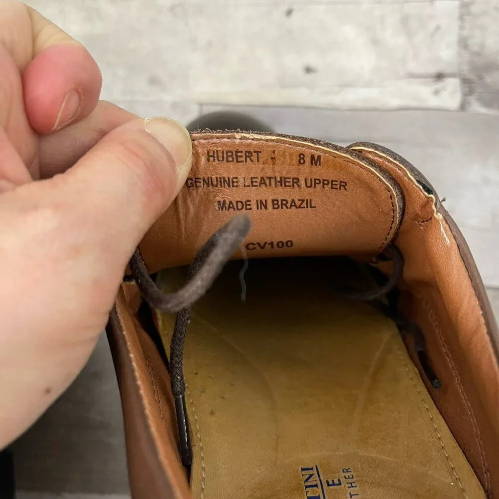 Giorgio Brutini Le‎ Glove Size 8 Brown Leather Oxford Dress Shoes Lace Up